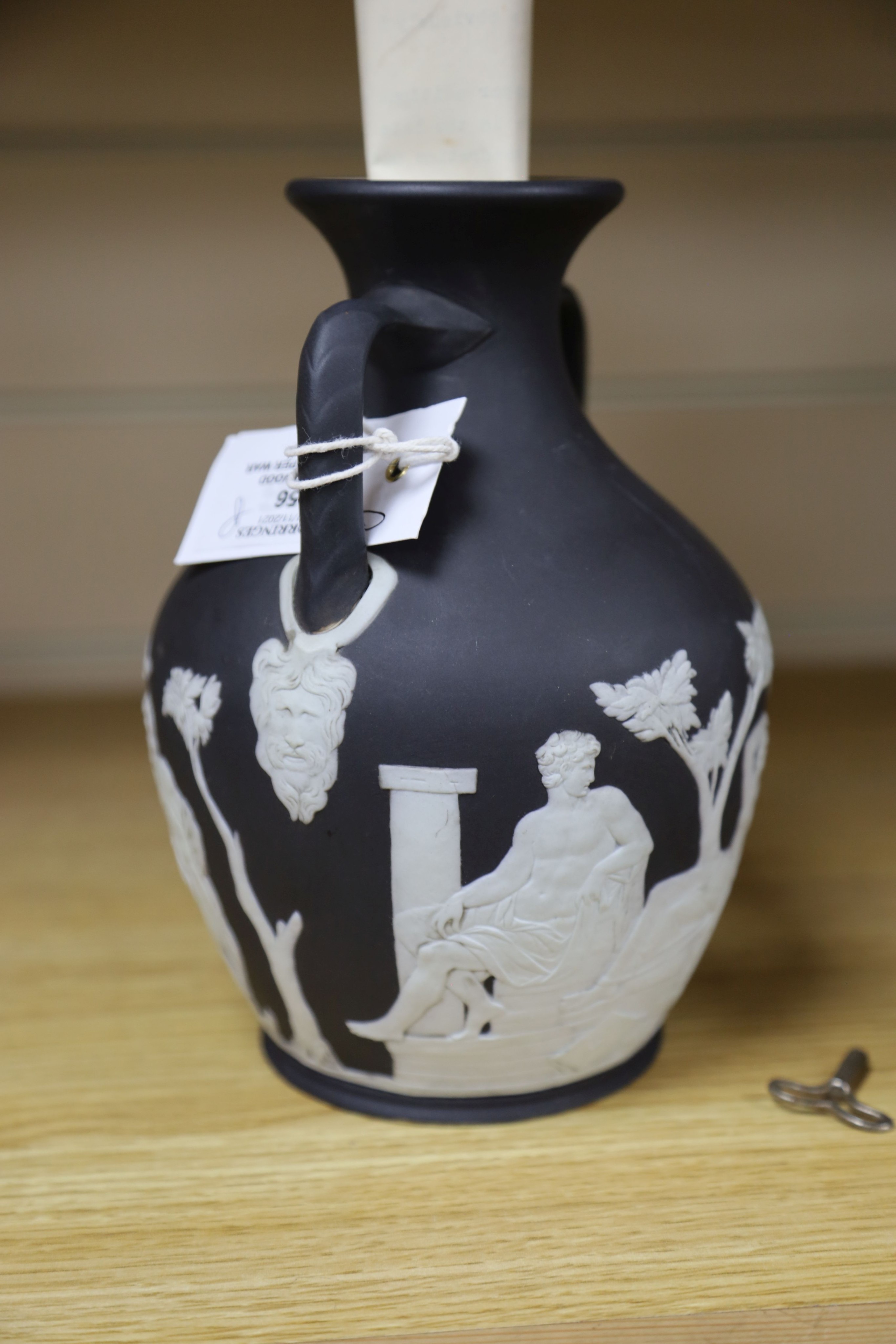 A Wedgwood black Jasper ware copy of the Portland vase, first half 19th century, 20cm